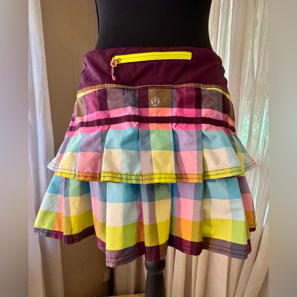 lululemon athletica Multicolor Plaid Athletic Skort with Plum Waistband - Picture 8 of 11